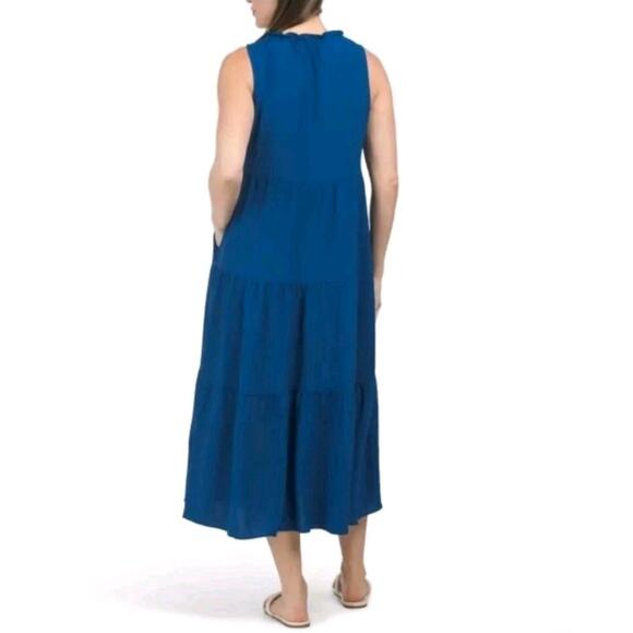 Max Studio Cobalt Sleeveless Tiered Shirt Dress Size 1X Boho Lagenlook - Picture 2 of 9